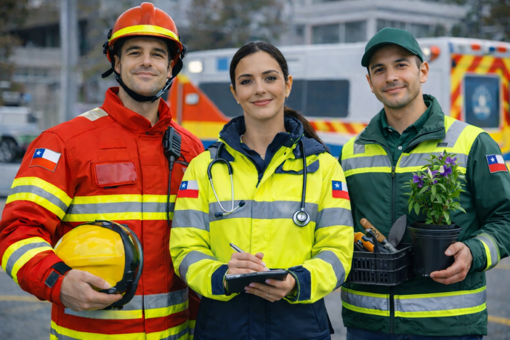 héroes de servicio público en conjunto